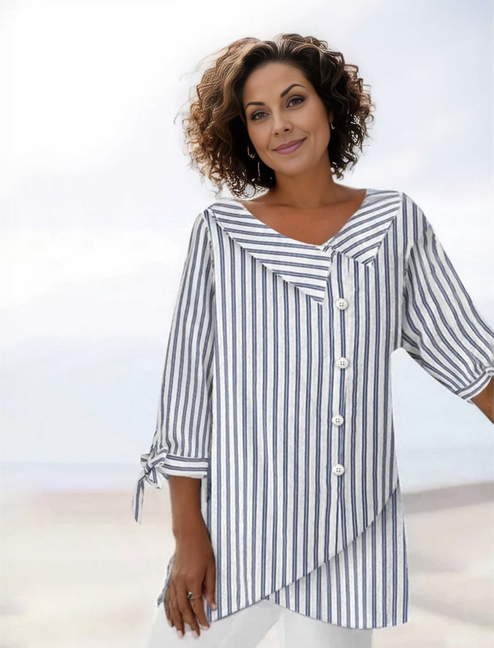 Tegan - Chic striped 3/4 sleeve blouse