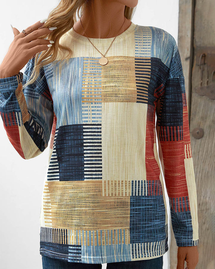 Anya - Stylish patchwork long-sleeve T-shirt