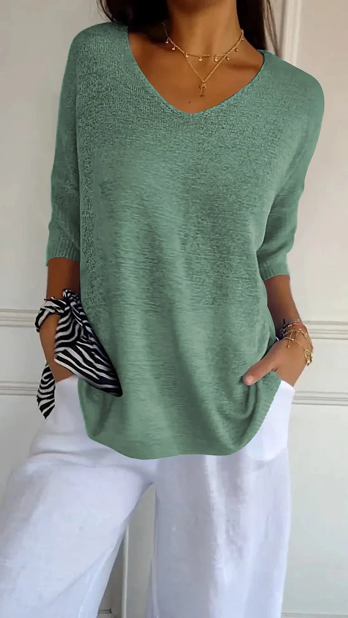 Riley - Comfy Knitted V-neck Top