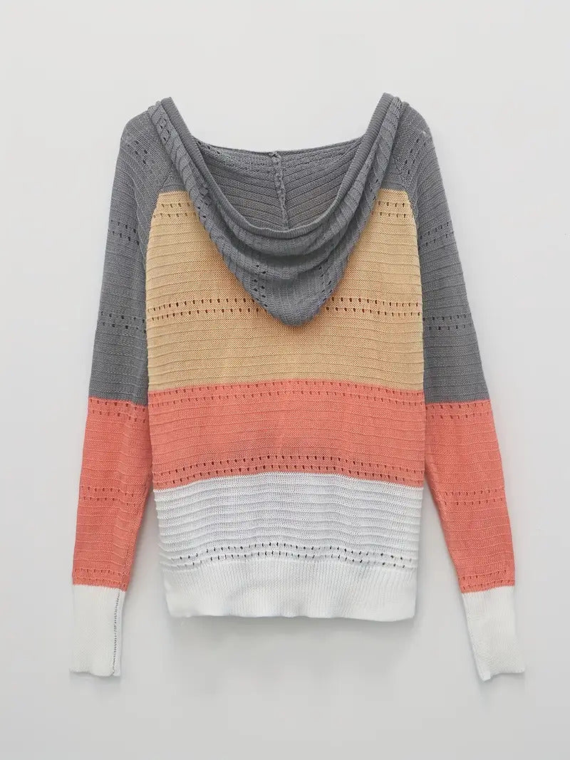 Edith | Color-block Hooded Knit Sweater