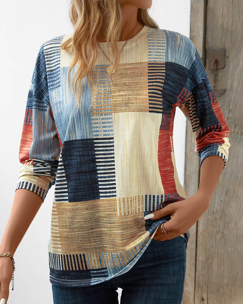 Anya - Stylish patchwork long-sleeve T-shirt