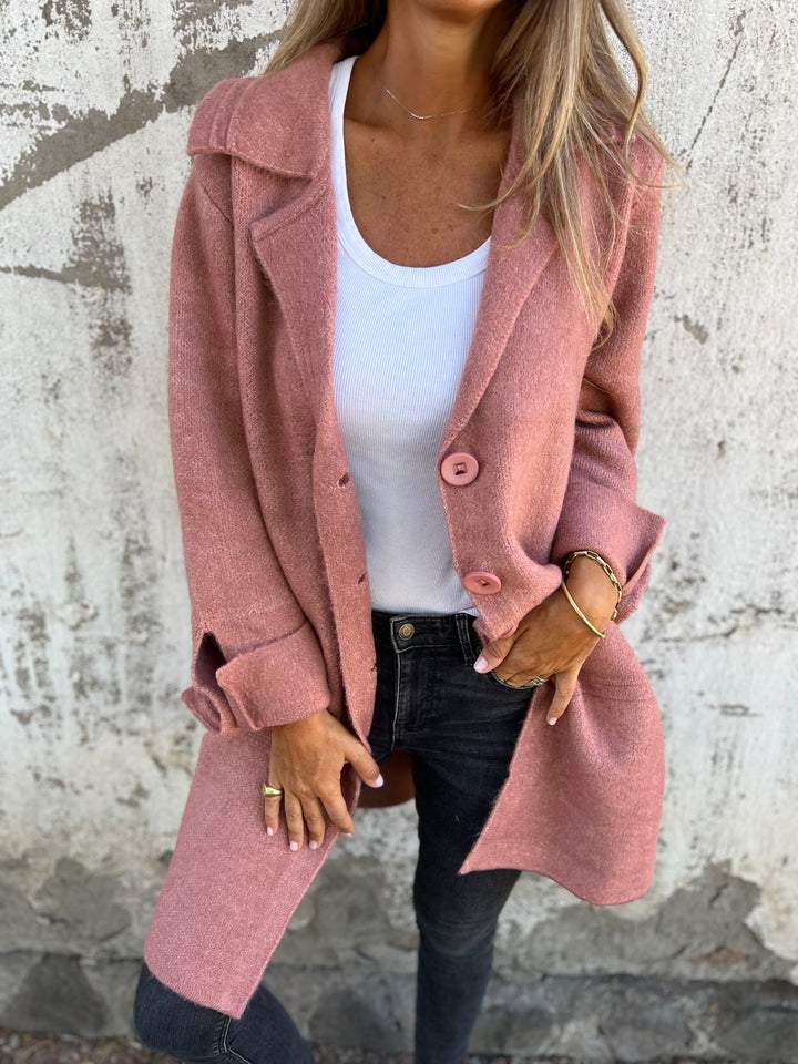 Isabella - Casual long coat with lapels