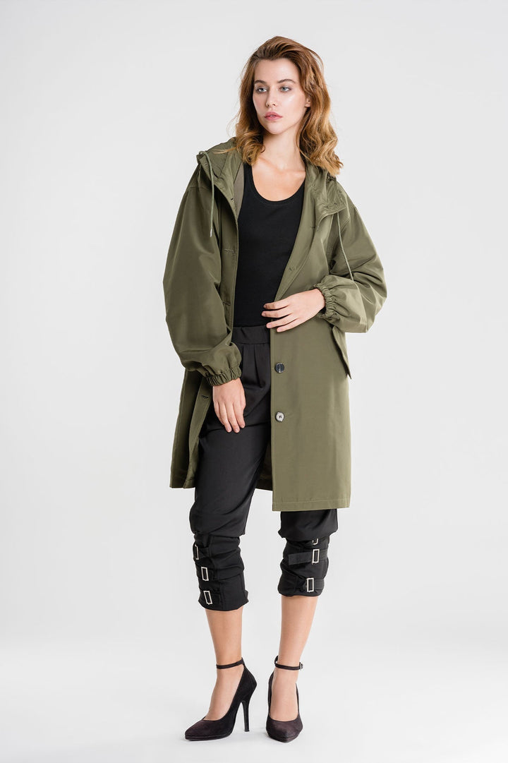 Jade - Water Resistant Oversized Hooded Windbreaker Rain Jacket