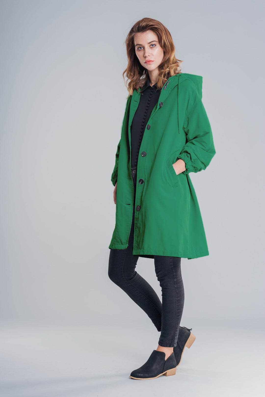 Jade - Water Resistant Oversized Hooded Windbreaker Rain Jacket