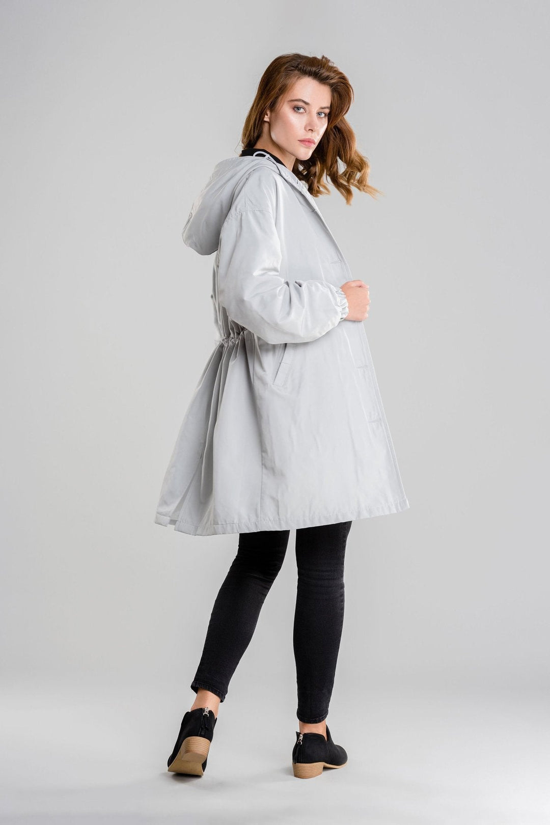 Jade - Water Resistant Oversized Hooded Windbreaker Rain Jacket