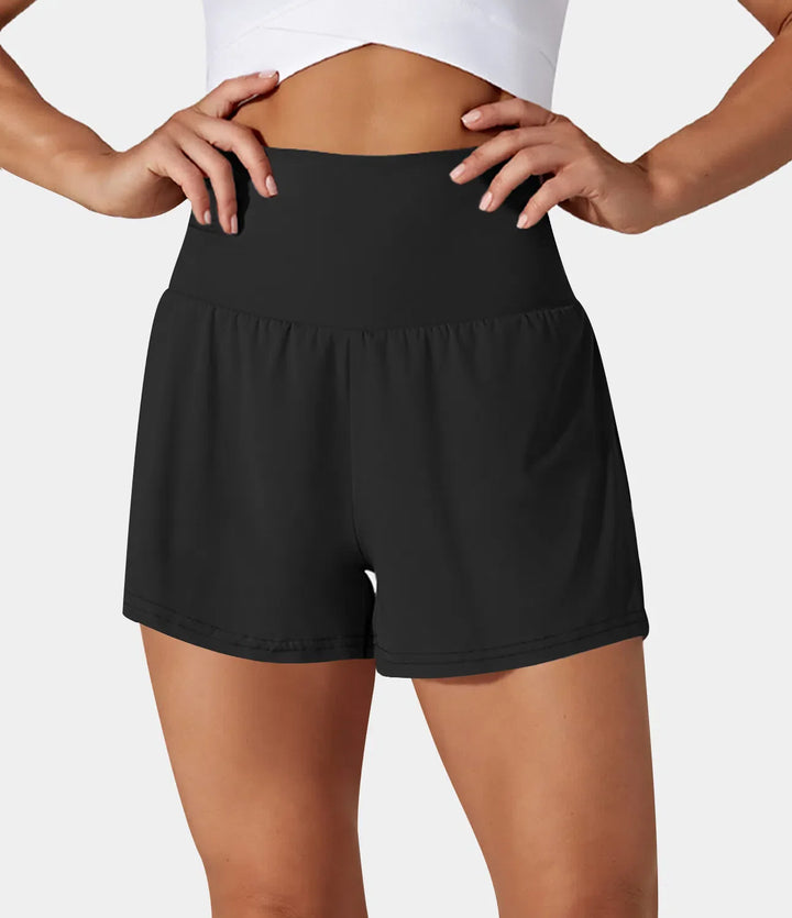 Hilara™ | 2-in-1 yoga shorts with high waist, back pocket and side pocket