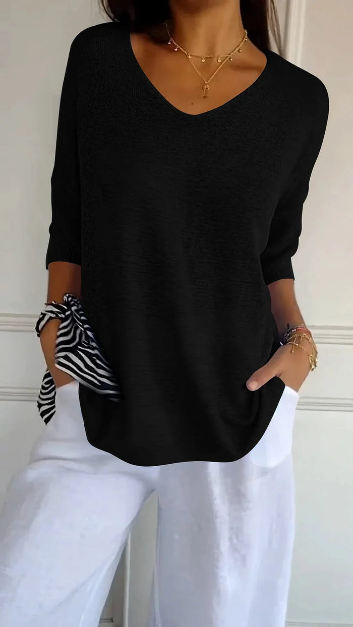 Riley - Comfy Knitted V-neck Top