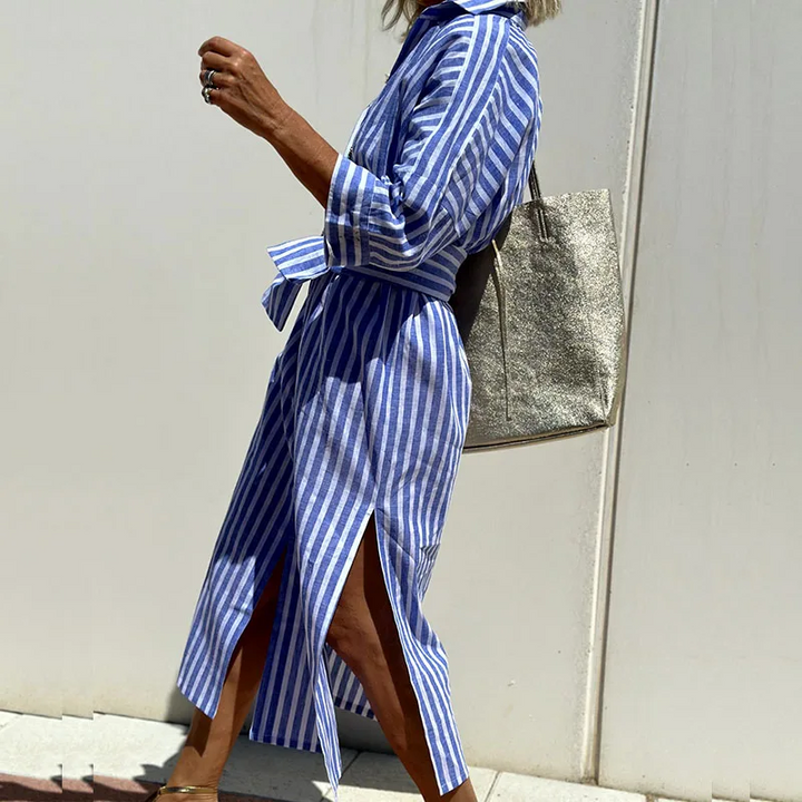 Sophie | Elegant striped shirt dress