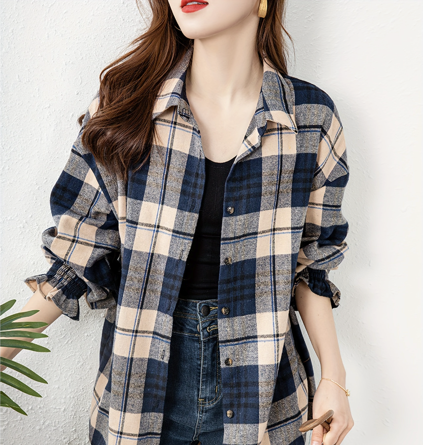 Frenky - Classic Plaid Blouse