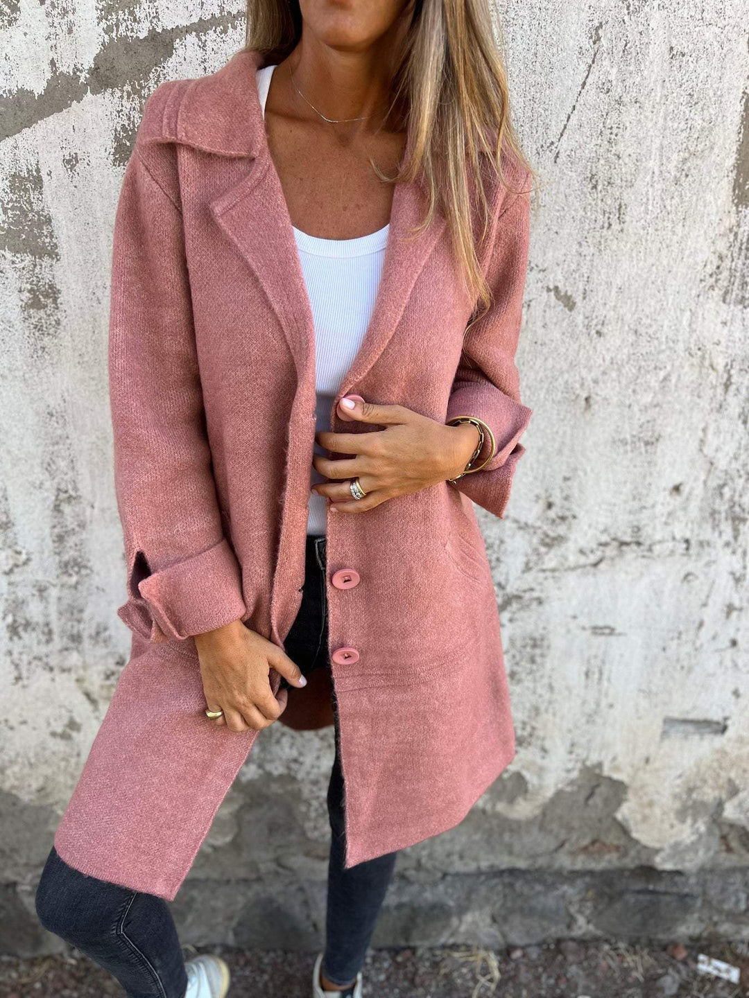 Isabella - Casual long coat with lapels