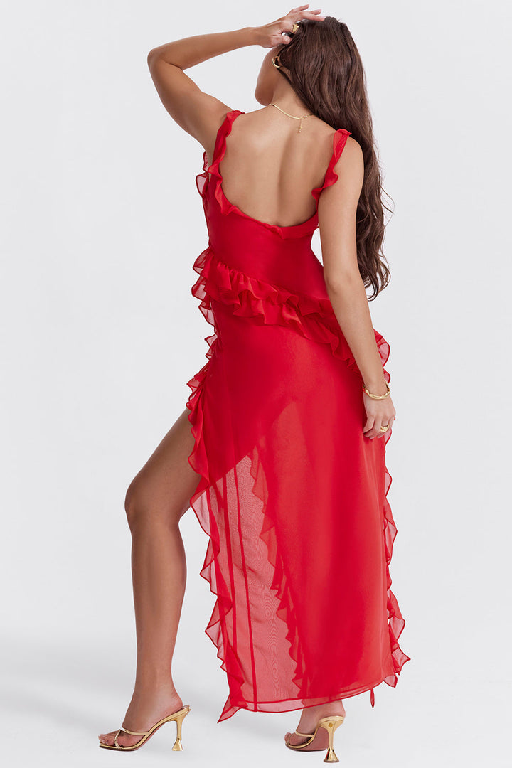 Giorgia - Elegant Dress with Ruffles and Opening