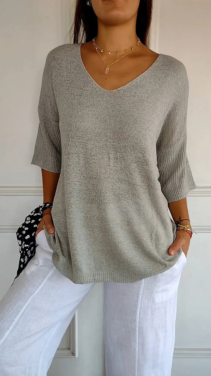 Riley - Comfy Knitted V-neck Top