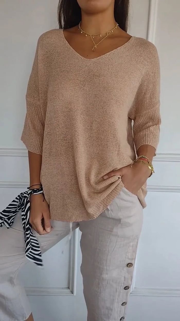 Riley - Comfy Knitted V-neck Top