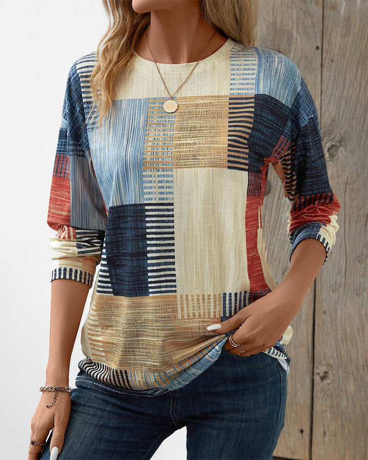 Anya - Stylish patchwork long-sleeve T-shirt