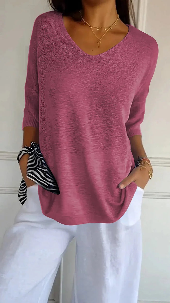 Riley - Comfy Knitted V-neck Top