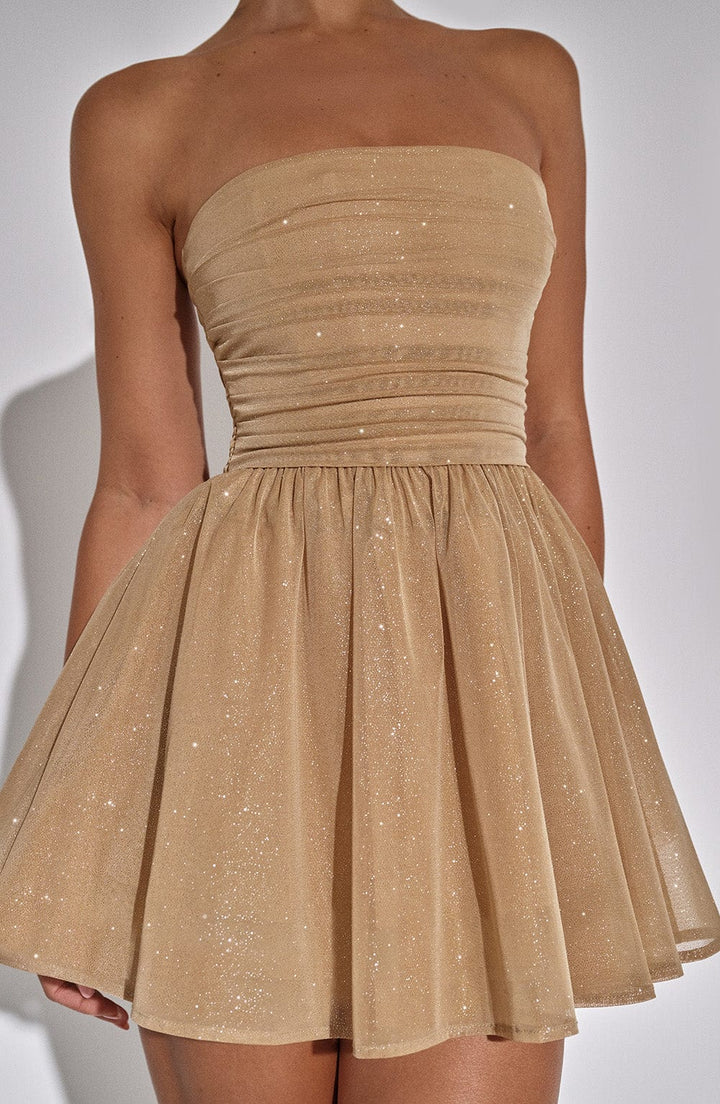 Elysia - Back knot sleeveless glitter dress