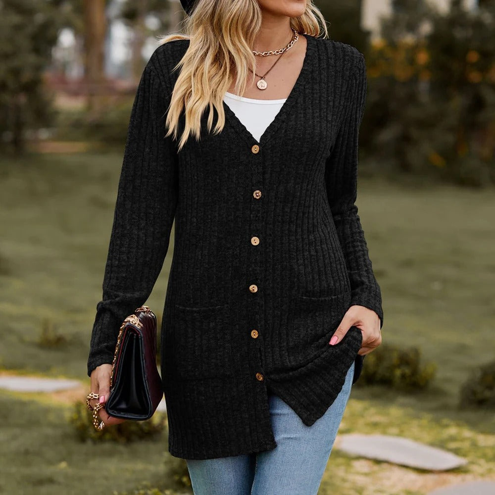 Rosie Ribbed Solid Long Sleeves Jacket