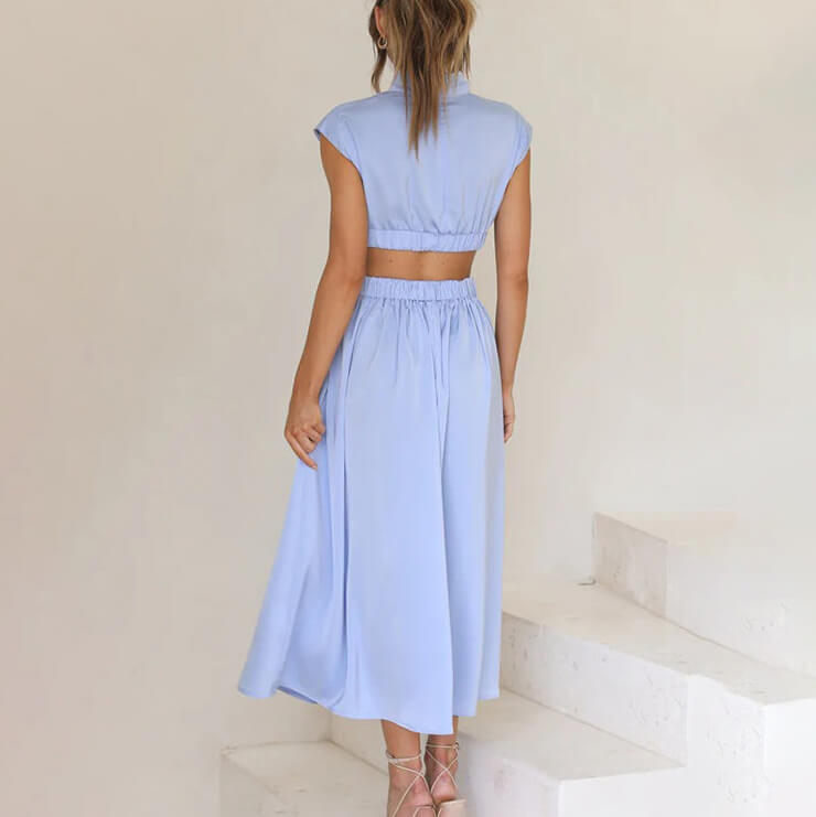 DIANA | PLEATED DRESS WITH HIGH NECK